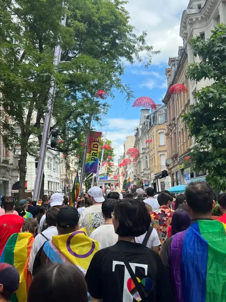 LGBTQIA+ community gathering, representing LGBTQIA+ individuals and their growing interest in EU citizenship by ancestry.